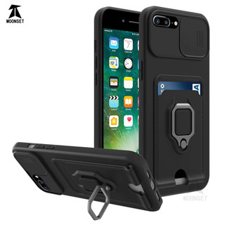 Dành Cho iphone 6 7 8 Plus SE 2020 SE 2022 Ốp Lưng 4 Trong 1 Trượt Camera Bao Đựng Thẻ Đứng Vuông Freebie Dây Chống Sốc Chống Rơi Mỏng Mềm TPU Cover