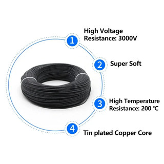 UL3239 Dây silicon mềm Dây đồng đóng hộp chịu nhiệt 200°C 30 28 26 24 22 18 16 14 AWG