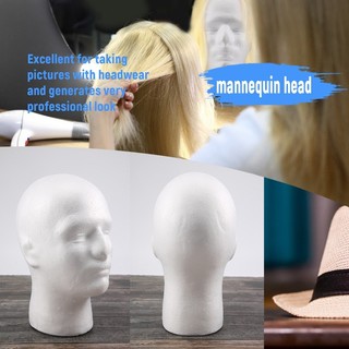 Màn hình tóc giả nam thẩm mỹ Mô hình đế ma-nơ-canh xốp trắng