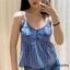 Sf-áo Crop hoa dành cho nữ được trang bị muỗng cà vạt cổ thắt lưng Spaghetti dây đeo cho mùa hè