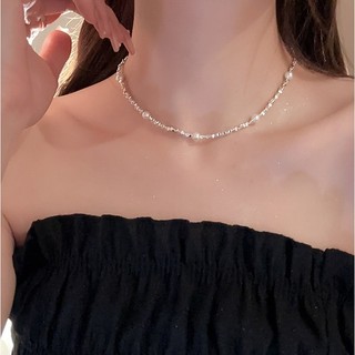 vòng cổ ngọc trai Hàn Quốc và dây chuyền bạc nữ cá tính đẹp choker cổ thời trang