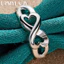 URMYLADY Bạc 925 Đôi Trái Tim 7-10 # Nhẫn Dành Cho Nữ Người Yêu Cưới Thời Trang Quyến Rũ Trang Sức