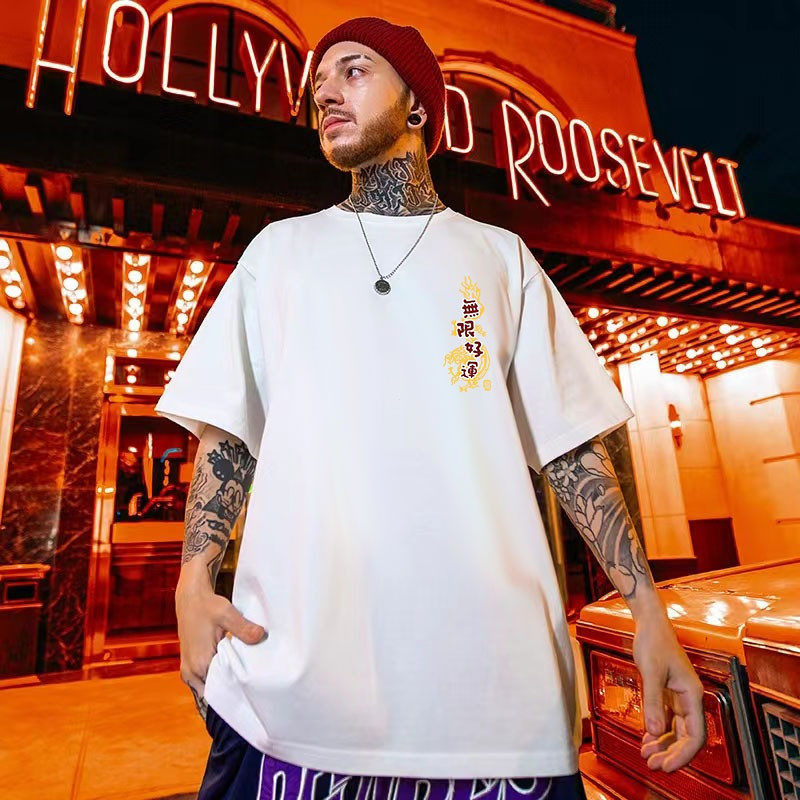 Áo thun ngắn tay hip hop đường phố thời trang Áo Cặp Đôi thường ngày dáng rộng ngoại cỡ Trung Quốc năm mới 2025 cho nam và nữ