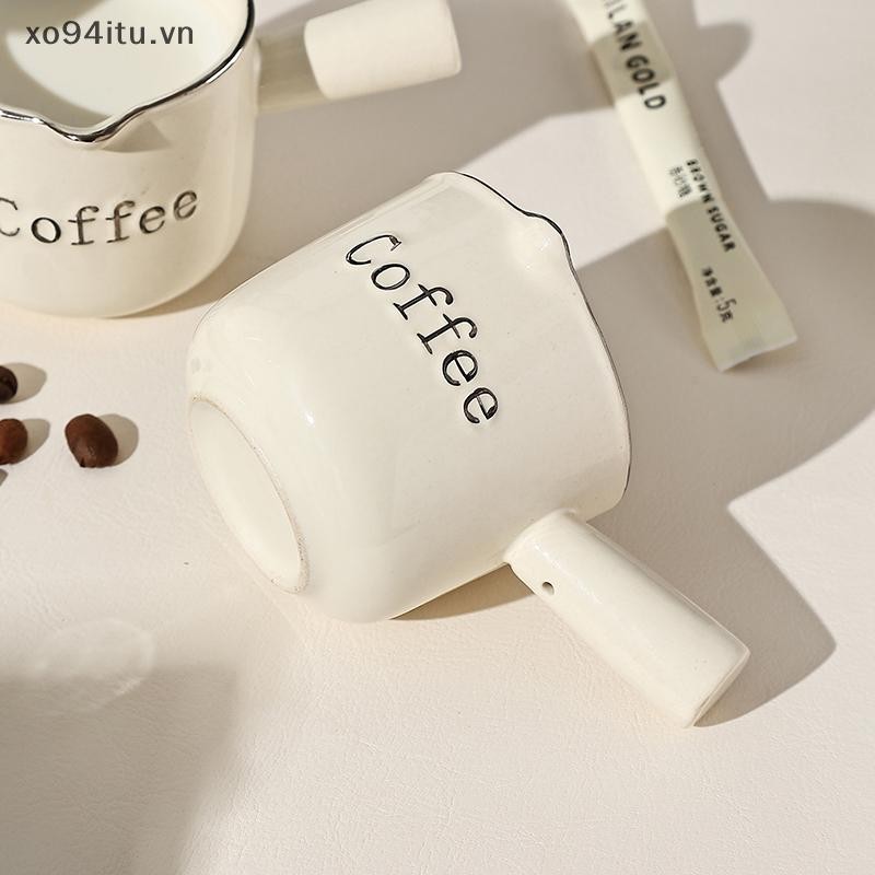 Xoitu 90ml Cốc đo tốt nghiệp bằng gốm đậm đặc có tay cầm Hộp đựng chất lỏng Cốc sữa VN