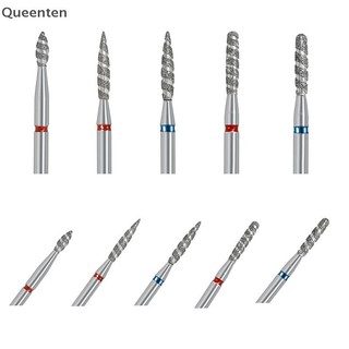 Queenten Nail Bits Ngọn lửa Cuticle Drill Bit Máy cắt móng tay Máy khoan Burr Phụ kiện Máy đánh bóng móng tay xoắn ốc Công cụ QT