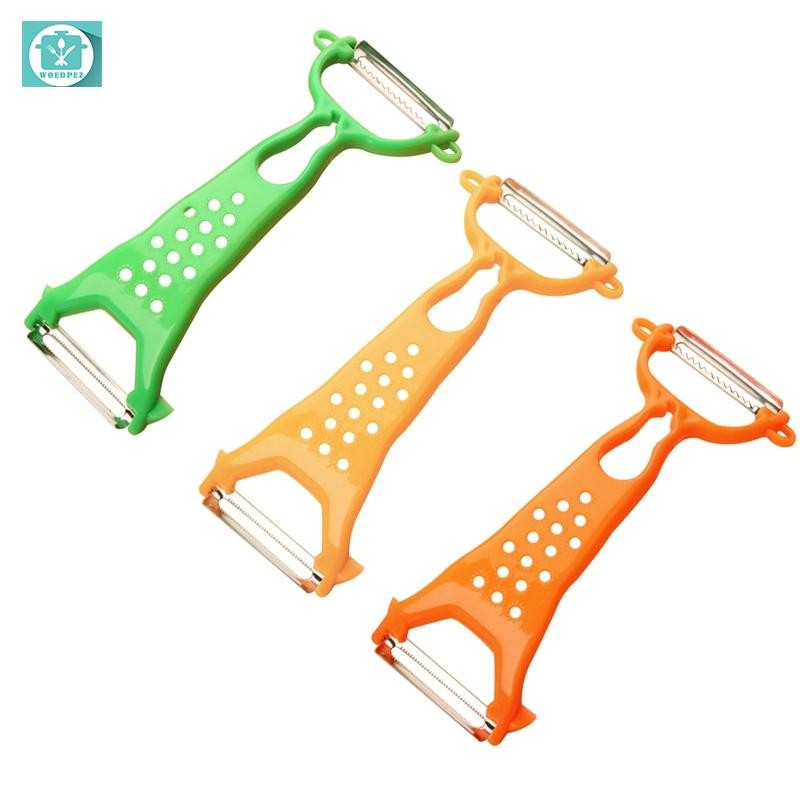 Woedpez Máy gọt vỏ đa chức năng Rau củ Máy cắt trái cây Dưa chuột Cà rốt Dụng cụ hai đầu