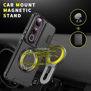 Vỏ chống sốc Armor cho Vivo V50 Lite V 50Lite V50Lite 4G 5G 2025 Camera cửa sổ trượt Bảo vệ PC cứng Ốp lưng từ tính Giá đỡ ô tô Vỏ điện thoại