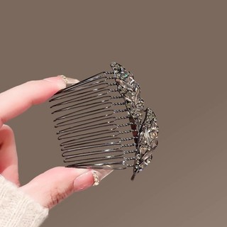 MAUROPOLI [Sẵn Sàng] Lược Tóc Lá Kim Cương Giả Đen Cao Cấp Nữ Phong Cách Mới Niche Đầu Sau Tóc Dụng Cụ Tiện Dụng Lắp Lược Kẹp Tóc Tinh Tế