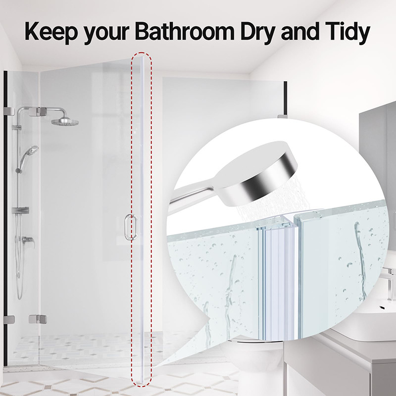 Dải niêm phong cửa kính tắm 2M, Quét cửa tắm mềm bằng silicon 120 Inch để ngăn chặn rò rỉ, Dải niêm phong không khung