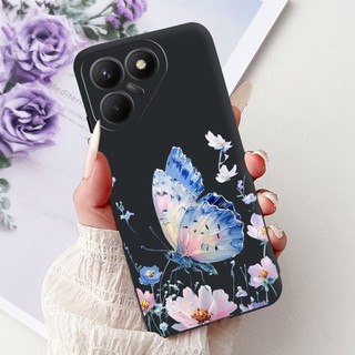 Dành Cho Tecno Pova 7 4G LJ6 Vỏ Hoa Bướm Silicon Mềm TPU Màu Đen Cho Tecno Pova7 4G 2025 Vỏ Điện Thoại