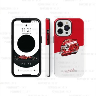 Ốp lưng điện thoại dùng cho iPhone F1 tay đua Charles Leclerc Mũ bảo hiểm dùng cho iPhone 16Pro/15 vỏ điện thoại dùng cho người hâm mộ Quà Tặng 14/13/12/11 Vỏ bảo vệ 2 trong 1 ZHFN