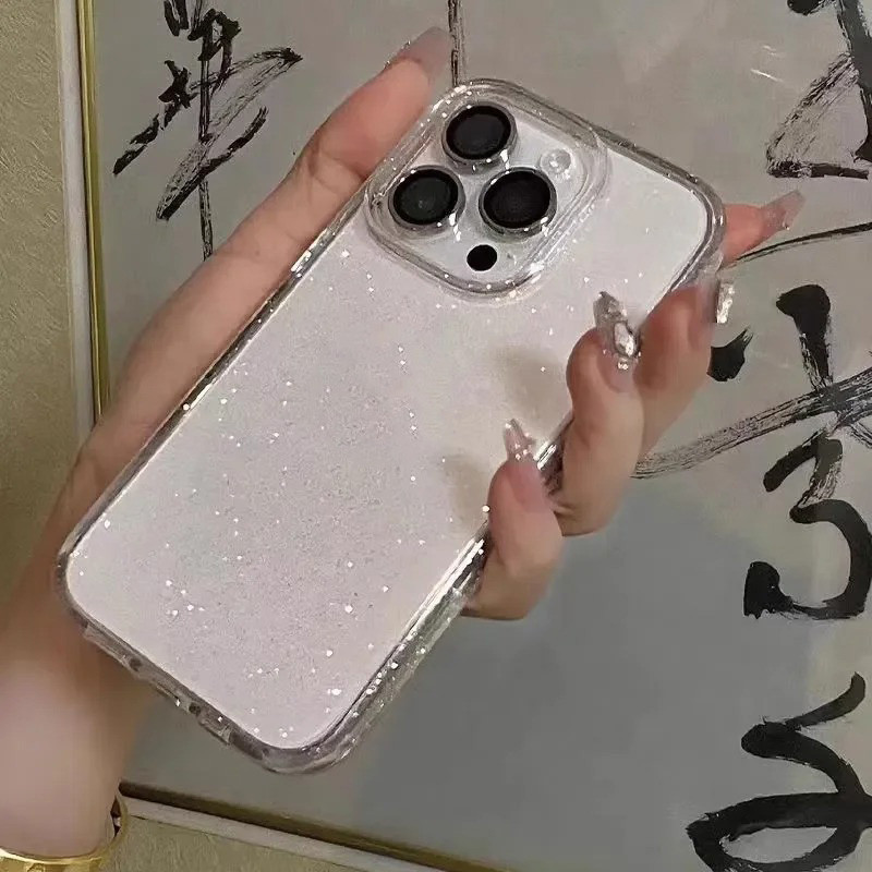 Ốp điện thoại mềm trong suốt lấp lánh sang trọng cho iPhone 16 15 14 13 12 11 17 Pro Max 16e X XR XS 7 8 Plus SE Vỏ mềm chống sốc