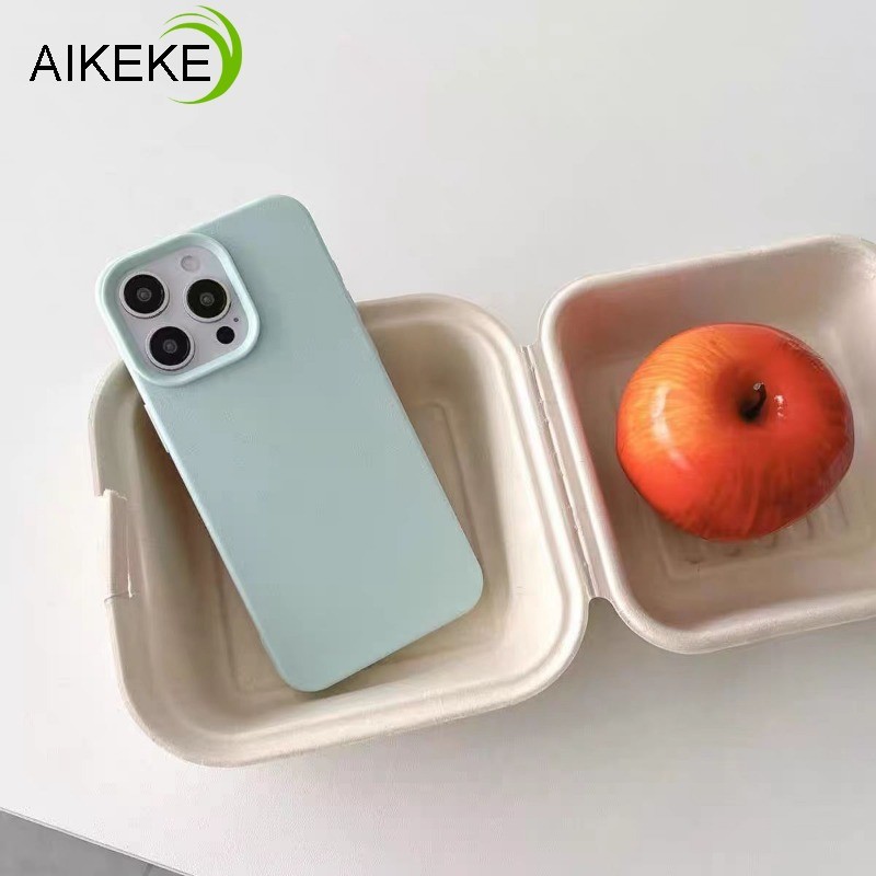 Ốp Điện Thoại Da Màu Trơn Ins Phong Cách Cho iPhone 16 Pro Max 15 14 Plus 13 12 Mini Pro Max Vỏ Bảo Vệ Chống Sốc Đơn Giản