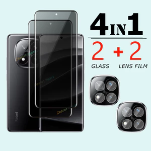 Kính cường lực 4in1 cho Redmi Note 14 Pro + Plus 5G 4G Note14 ProPlus Bảo vệ màn hình chống riêng tư Phim kính Phim bảo vệ ống kính mềm Không mở khóa dấu vân tay