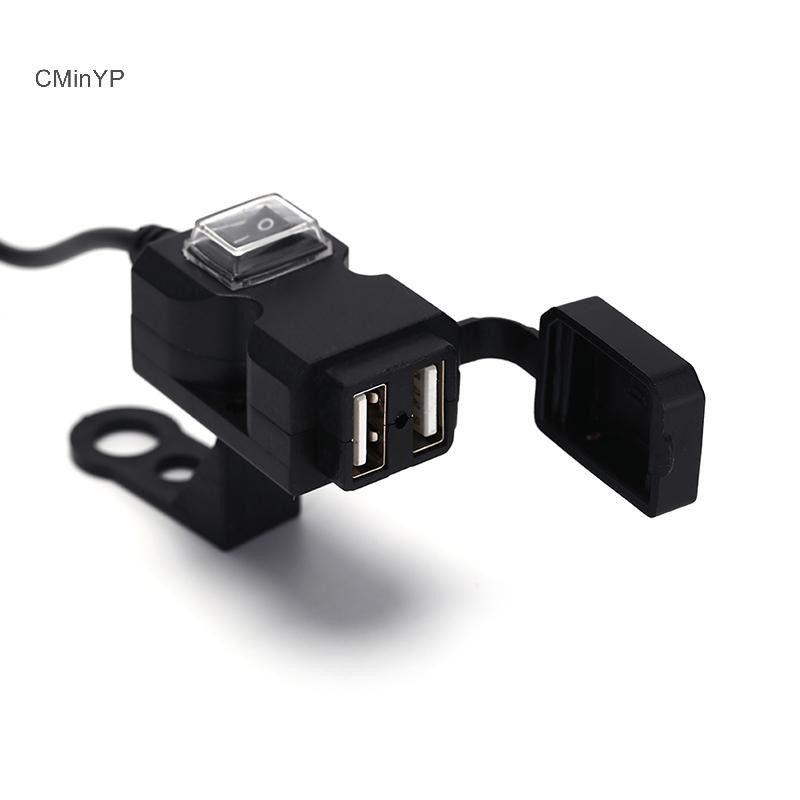 Ổ cắm sạc tay lái xe máy USB 12V chống nước Cyppinp có & giá đỡ Vinh Quang
