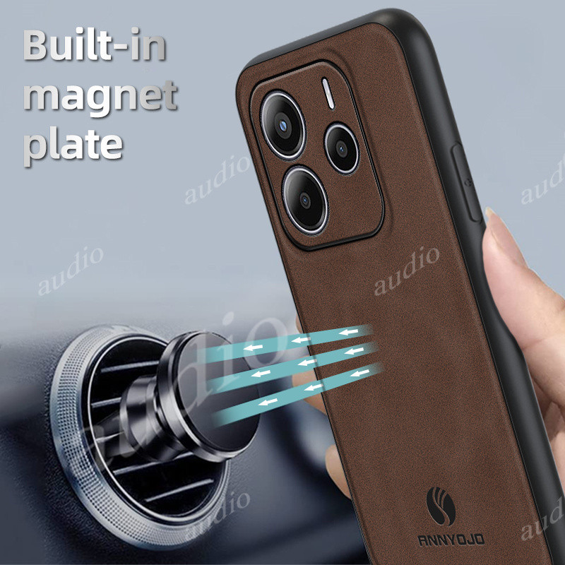 Redmi Note 14 4G 5G Ốp Điện Thoại Da Trơn Mờ Cho Redmi Note14 Pro Pro + Note14Pro + 5G 4G 2025 Kim Loại Giá Đỡ Từ Tính Cho Redmi Note 14Pro 14Pro + 5G 4G Vỏ