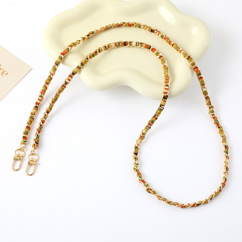 ((Hàng mới về) Phụ kiện điện thoại di động Phong cách Chanel Dệt tay bằng vải sơn Dây chuyền cầm tay Túi phù hợp có thể mang theo Móc treo chéo Móc khóa chống thất lạc