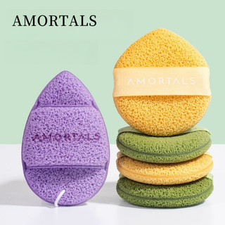AMORTALS Găng Tay Rửa Mặt Nữ, Làm Sạch Bùn Phim Nước Giọt, Hình Cười, Kèm Bông Puff Làm Sạch Da