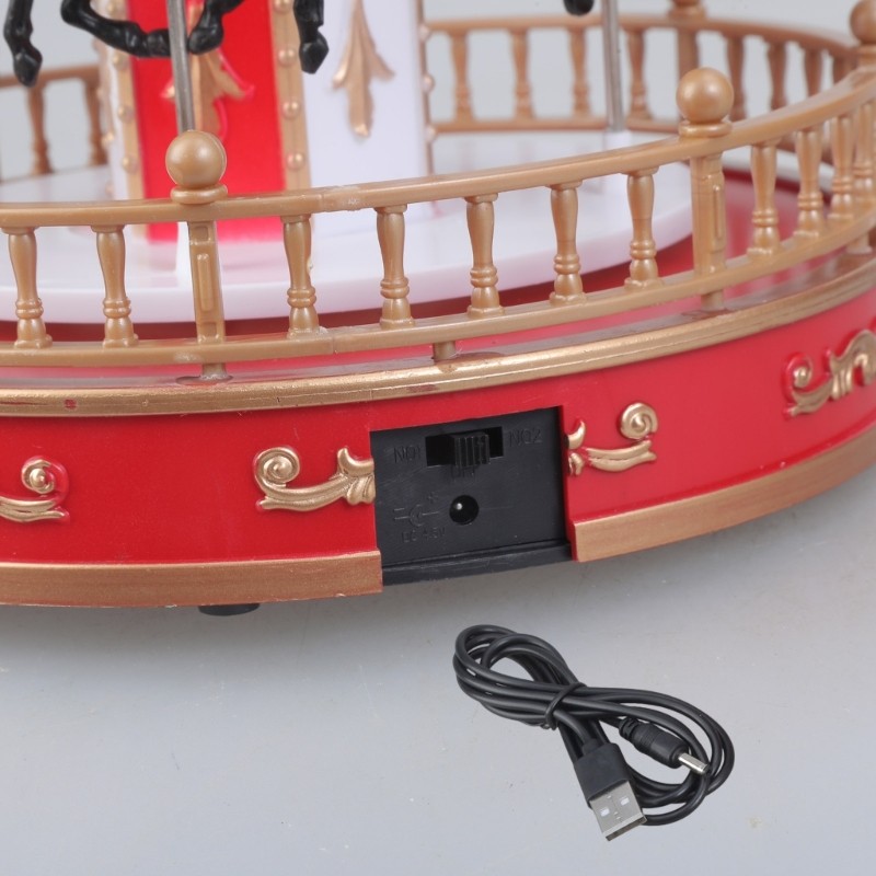 Băng chuyền Giáng sinh âm nhạc tinh tế có đèn LED và đế xoay Giai điệu cổ điển cho lễ hội Trang trí máy tính để bàn tại nhà