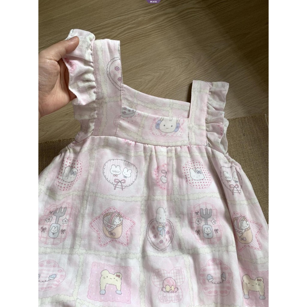 Kẻ Sọc Miffy Thỏ Váy Ngủ Nữ Mùa Hè Nhỏ Tay Bay Mới Ins Hoạt Hình Nhật Bản Dễ Thương Homewear [BL]