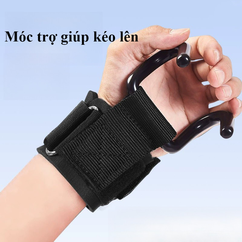 Dây Quấn Cổ Tay Có Móc Đa Năng，Găng tay tập xà đơn có móc - trợ lực nâng đẩy tạ,gym Bảo Vệ Cổ Tay