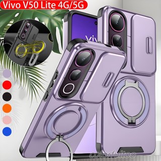 Vỏ chống sốc Armor cho Vivo V50 Lite V 50Lite V50Lite 4G 5G 2025 Camera cửa sổ trượt Bảo vệ PC cứng Ốp lưng từ tính Giá đỡ ô tô Vỏ điện thoại