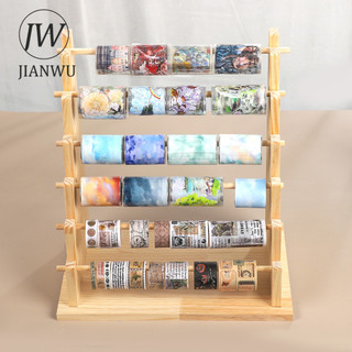 JIANWU Bốn Lớp / Sáu Lớp Hình Thang Giá Để Đồ Bằng Gỗ Băng Chất Liệu Cắt Kéo Giá Để Đồ Tạp Chí Sáng Tạo Văn Phòng Phẩm