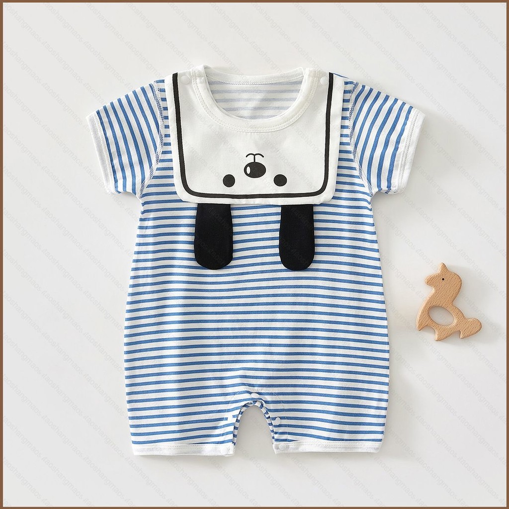 YT2 Áo liền quần cho bé mùa hè tay ngắn thoáng khí phong cách mỏng 3-6 tháng bò phù hợp với trang phục mùa hè TY2