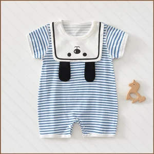 YT2 Áo liền quần cho bé mùa hè tay ngắn thoáng khí phong cách mỏng 3-6 tháng bò phù hợp với trang phục mùa hè TY2
