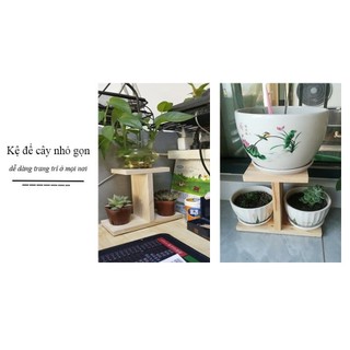 Kệ gỗ 3 tầng cao 22cm, để bàn trang trí | Đôn Gỗ Để Chậu Cây Cảnh – Decor, gỗ tự nhiên