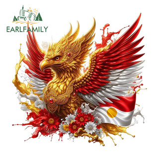 EARLFAMILY Đại Bàng Có Cờ Dán Xe Hơi Phong Cách Đỏ Trắng Kính Chắn Gió Xe Máy Laptop Cá Tính Vinyl Chống Thấm Nước Đề Can Cá Tính Nhãn Xe Hơi