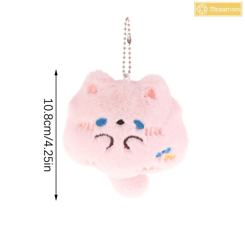 Streamers Squeaking Sang Trọng Mũm mĩm Mặt Dây Chuyền Hoạt Hình Mèo Con Mềm Nhồi Bông Búp Bê Móc Khóa Xe Chìa Khóa Ba Lô Túi Trang Trí Quà Tặng Mới