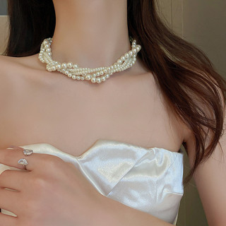 Vòng cổ ngọc trai nhiều lớp phong cách Hàn Quốc Vòng cổ cổ thời trang và khí chất, phụ kiện Vòng cổ xương đòn cao cấp dành cho nữ