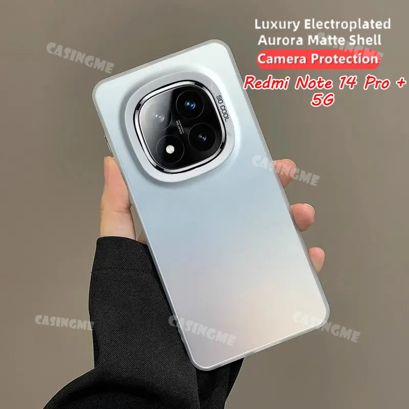 Redmi Note 14 Pro + 5G Vỏ mờ da Aurora mạ sang trọng cho Redmi Note14pro + Note14 14Pro + 14Pro Note 14 Pro + Vỏ điện thoại bảo vệ Camera đầy màu sắc Ốp lưng chống sốc