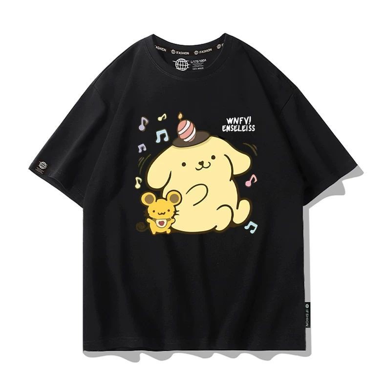 2025 Pompompurin Graphic Tee Nữ Phong Cách Nhật Bản Loose Fit Mùa Hè Áo Thường Ngày