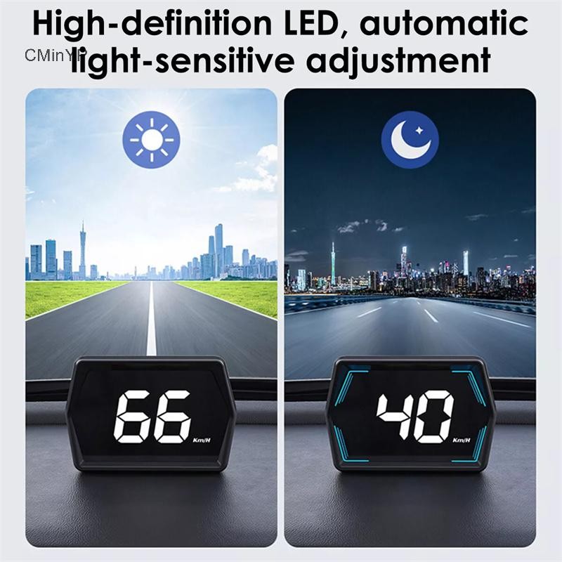 Cminyp Báo động quá tốc độ Phụ kiện ô tô G20 cho ô tô Xe tải Xe buýt GPS kỹ thuật số La bàn Đồng hồ tốc độ Phông chữ lớn Đầu lên Màn hình ô tô HUD Glory
