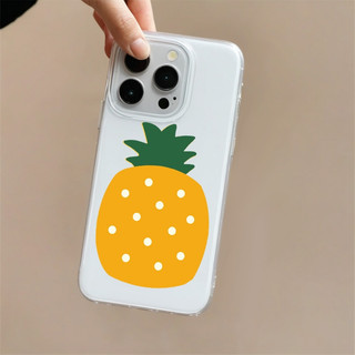 Glossy imd Big dứa minh họa Vỏ cho iPhone 16 15 14 13 12 11 Pro Max XR X XS Bìa cứng