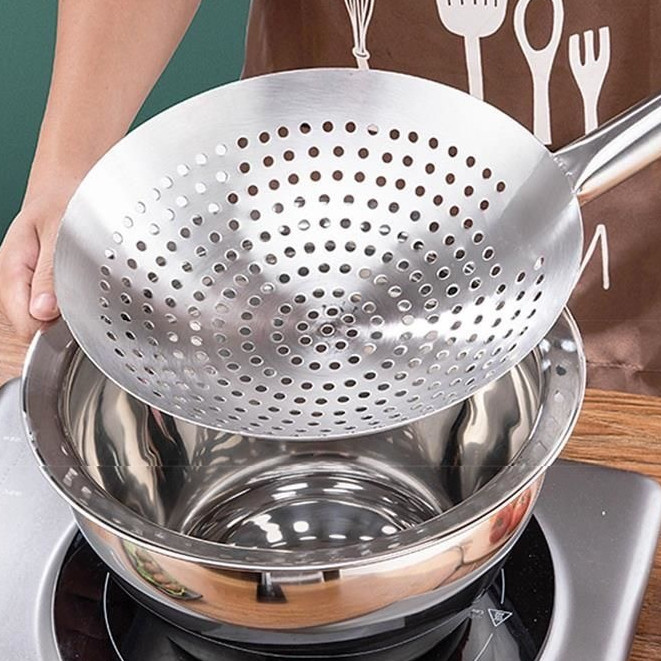 Chảo lọc Chảo vợt đồ chiên Inox Cao cấp Chubby Chef chuyên dụng rây bột lọc thức ăn đồ chiên xác trà, bã trái cây