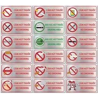 Biển cấm hút thuốc, bảng no smoking dán tường, biển cấm thuốc lá in UV trên Alu sắt nét