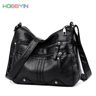 Túi đeo chéo HOBBYIN, Túi đeo vai quà tặng mẹ bằng da PU, Túi xách mềm cổ điển trung niên nữ