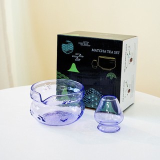 Bát Matcha ALMA1, Bộ dụng cụ làm Matcha thủy tinh hồng, có vòi rót Nơ Bát trà tái sử dụng Người yêu trà