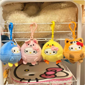 Sáng Tạo Sang Trọng Hello Kitty Búp Bê Móc Khóa Hoạt Hình Dễ Thương Nhồi Bông Đồ Chơi Mặt Dây Chuyền Cho Túi Ba Lô Trang Trí Chìa Khóa Xe Hơi