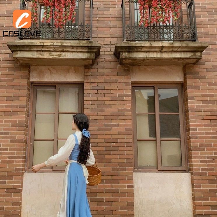 Trang phục cosplay Belle quái thú full set, đầm tay dài cho nữ