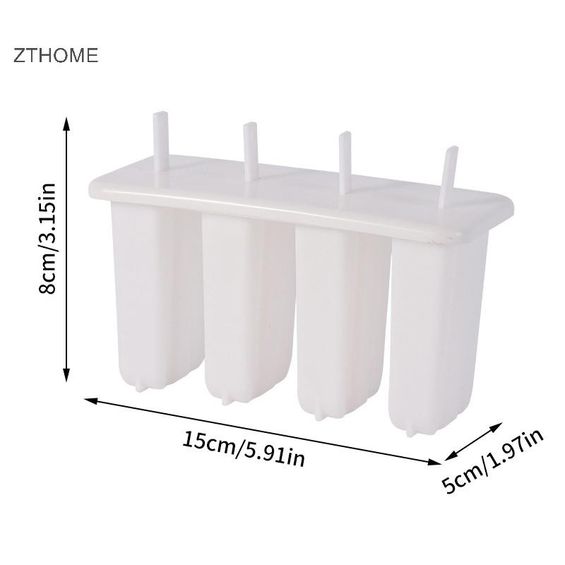 Zthome 4 Cell Kem Popsicle Khuôn DIY Tự Chế Làm Kem Trẻ Em Mùa Hè Kẹo Khuôn Khay Đá Nóng Dụng Cụ Nhà Bếp