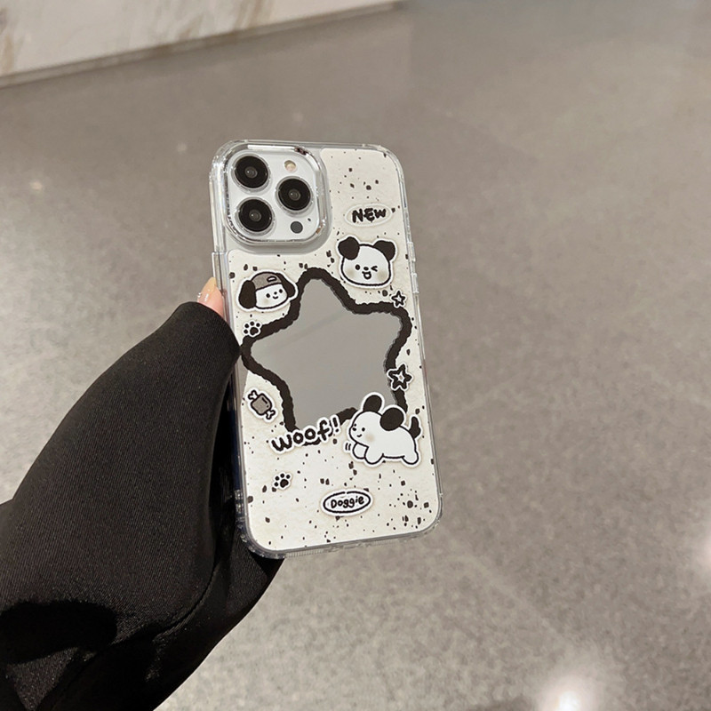 Ốp Điện Thoại Gương Ngôi Sao Chú Chó Con Dễ Thương Cho Google Pixel 10 9 Pro XL 9A 8 Pro 8A 7 Pro 7A 6A 5 XL 4A 5A 3A Vỏ Mềm Khung Mạ Sang Trọng