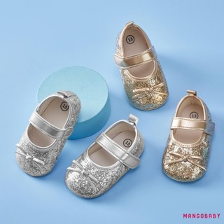 Mg-baby Bé Gái Giày Công Chúa Mềm Đính Kim Sa Lấp Lánh Đáy Chống Trơn Trượt Đầu Tiên Giày Tập Đi