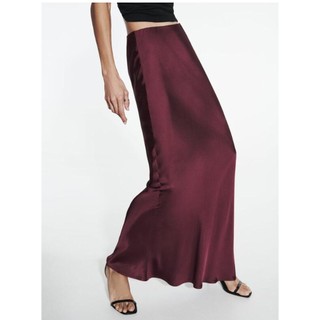 Zara made in Morocco đủ tag Chân Váy Chữ A Bằng Lụa satin Lưng