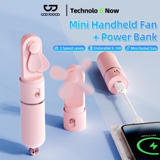 Quạt cầm tay mini dễ thương 3 tốc độ 2500mah GOOJODOQ có pin dự phòng Type-C