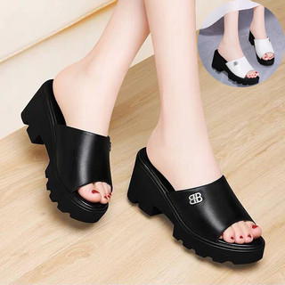 Dép Nữ Đế Xuồng Bánh Mì Quai Ngang Da Mềm Cao Cấp-Mã CG271
