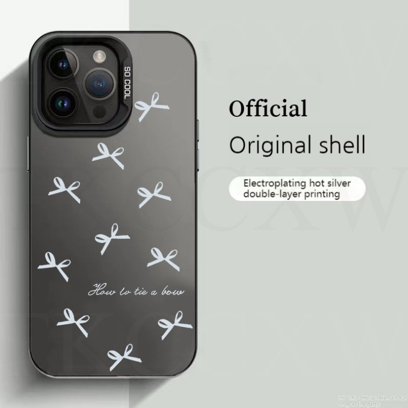 Ốp Điện Thoại Mờ In Nơ Trắng Đen Cho OPPO A60 A78 A58 A98 A52 A92 A38 A18 A95 A74 A54 A17 A17K A1 A2 A3 Pro A2M Ốp Lưng Cao Cấp